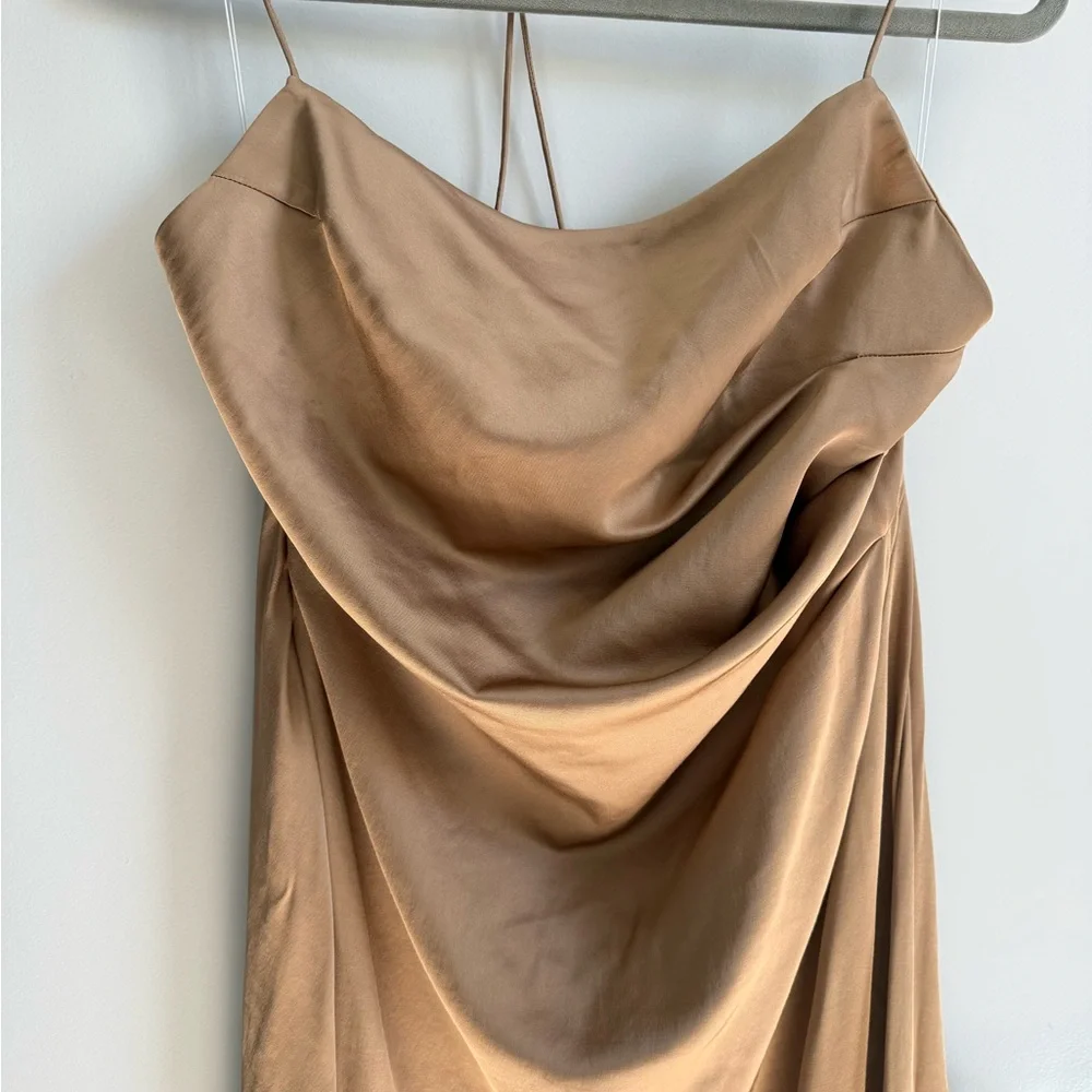 SIGNIFICANT OTHER Cocktail Midi Dress High Low Hem Gold Champage US 10/Medium